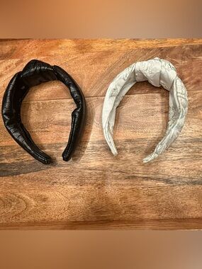 Sister Jane Black Croc-Effect & Ivory Knot Headbands